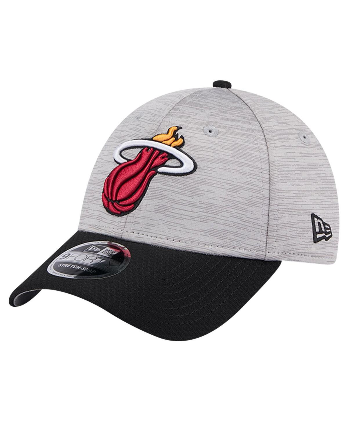 New Era Men's Heather Gray/Black Miami Heat Active Digi-Tech Two-Tone 9FORTY Adjustable Hat - Heather Gray, Black | Macy's