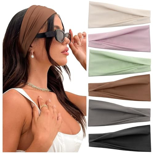DRESHOW Yoga Sports Headbands for Women Elastic Non-Slip Headbands Workout Running Hair Bands 6 Pack | Amazon (US)