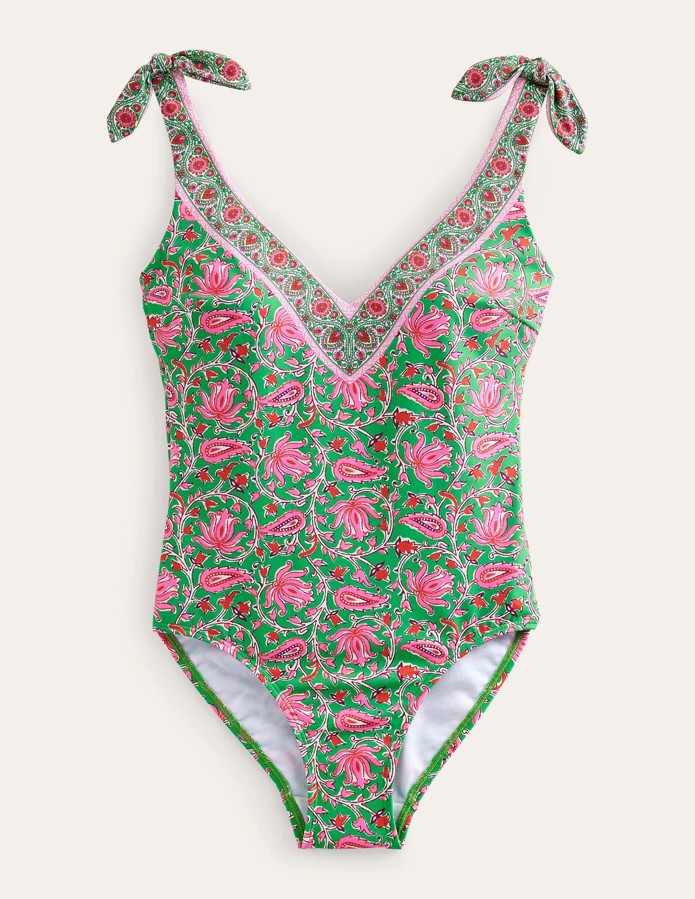 Bow Shoulder Swimsuit - Lime, Botanic Vine | Boden (US)