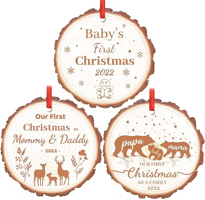 2022 Babys First Christmas Ornament Boy & Girl - Set of 3 | My First Christmas 2022 Ornament, Our... | Amazon (US)