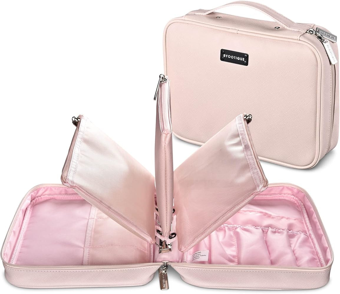 BYOOTIQUE Makeup Bag with 3 Removable Pouches 3 IN 1 Detachable Cosmefic Bag Loose Leaf Binders R... | Amazon (US)