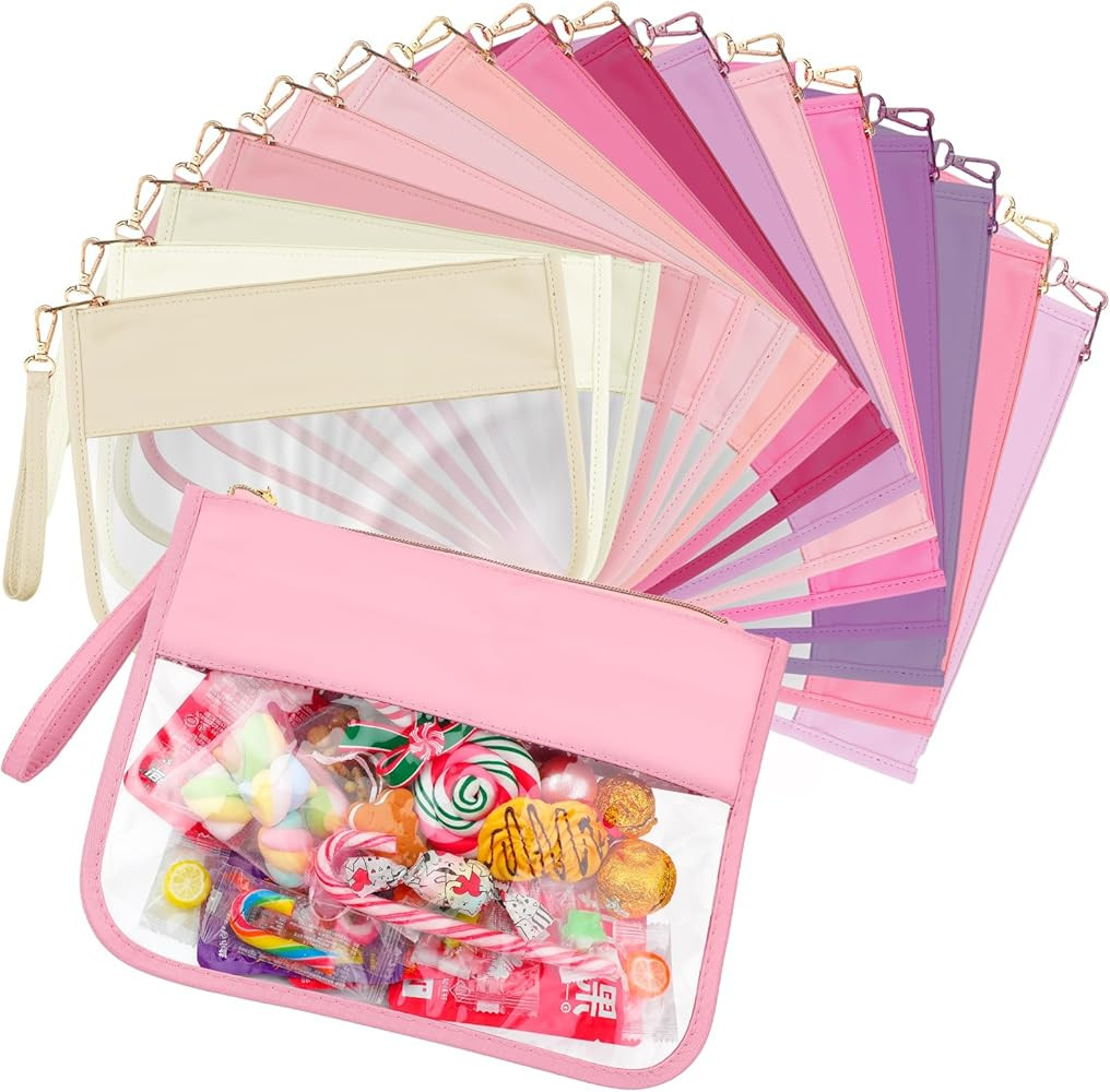 Irenare 16 Pcs Clear Makeup Bag Christmas Clear Flat Zipper Pouch Preppy Waterproof Clear Cosmeti... | Amazon (US)