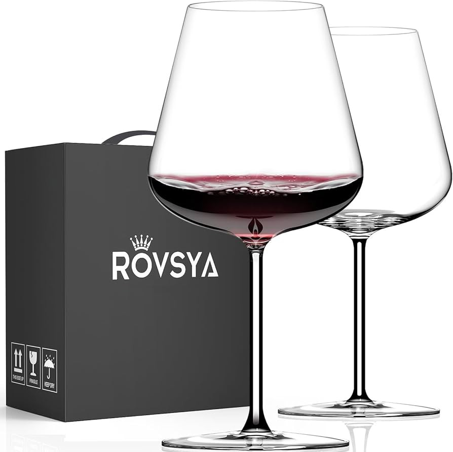 ROVSYA Red Wine Glasses Set of 2-28oz Large Wine Glasses Hand Blown Crystal-Clearer,Lighter for W... | Amazon (US)