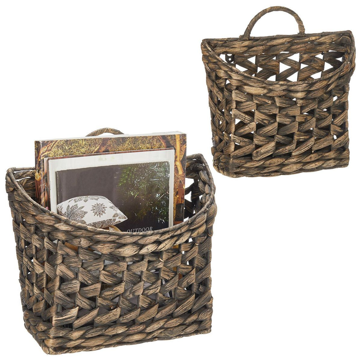 mDesign Hyacinth Home Storage Wall Mount Basket, Set of 2 | Target