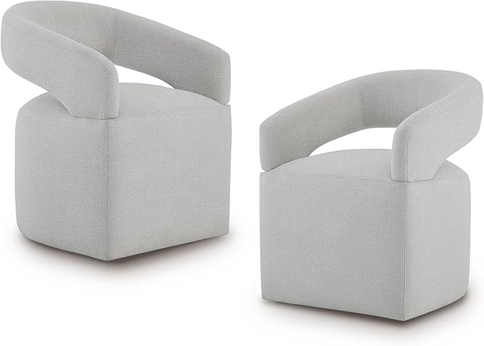 KISLOT Upholstered Dining Chairs with Casters Modern Barrel Side Armchair with Rollers for Dining... | Amazon (US)