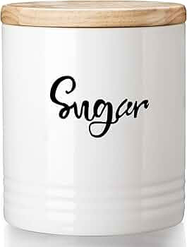 LEETOYI Porcelain Food Storage Containers with Lid, 4.5-Inch 31oz White, Labeled Sugar | Amazon (US)