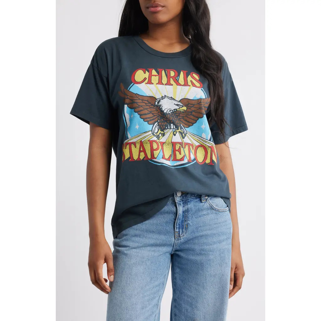 Daydreamer Chris Stapleton Eagle Cotton Graphic T-Shirt in Vintage Black at Nordstrom, Size X-Large | Nordstrom