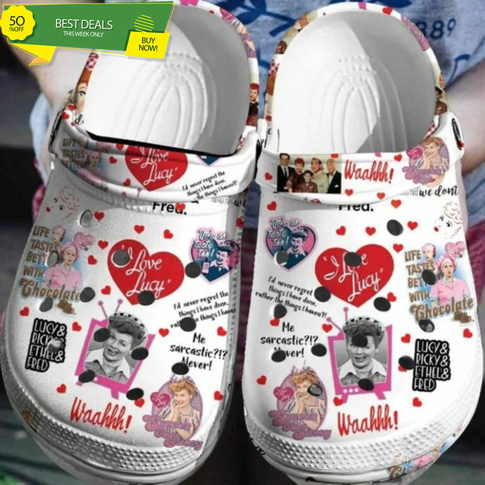 I Love Lucy TV Series Crocs I Love Lucy Sandals Shoes for - Etsy | Etsy (US)
