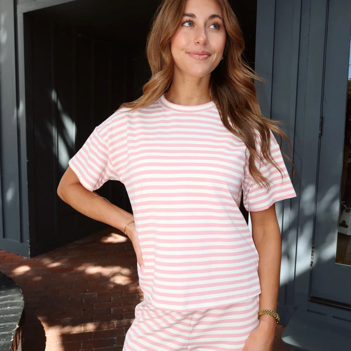 Indie Stripe Tee in Pink | Henly