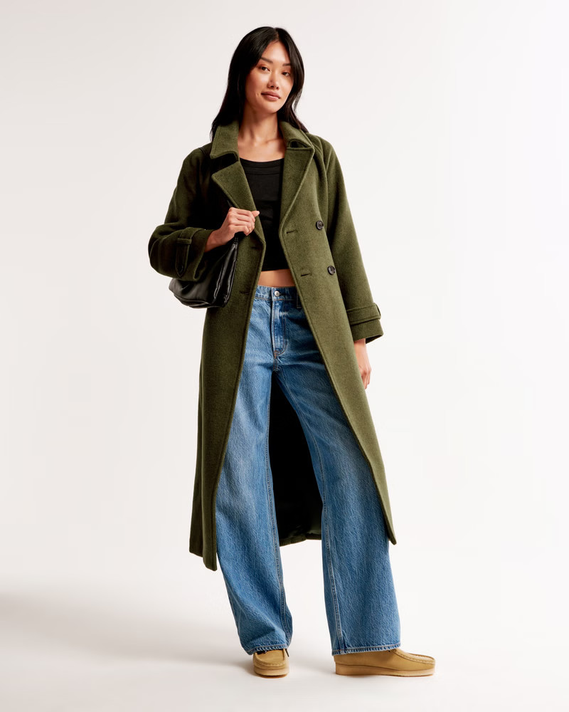 Wool-Blend Trench Coat | Abercrombie & Fitch (US)