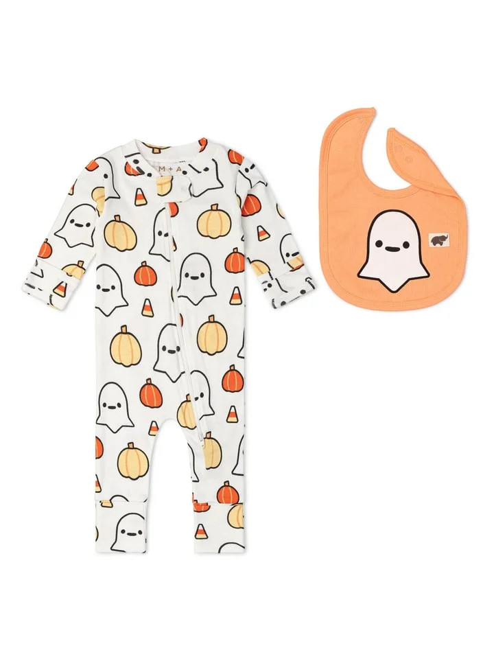 M+A by Monica + Andy Organic Cotton Baby Seasonal Coverall with Matching Bib, Sizes 0/3 Months-12... | Walmart (US)