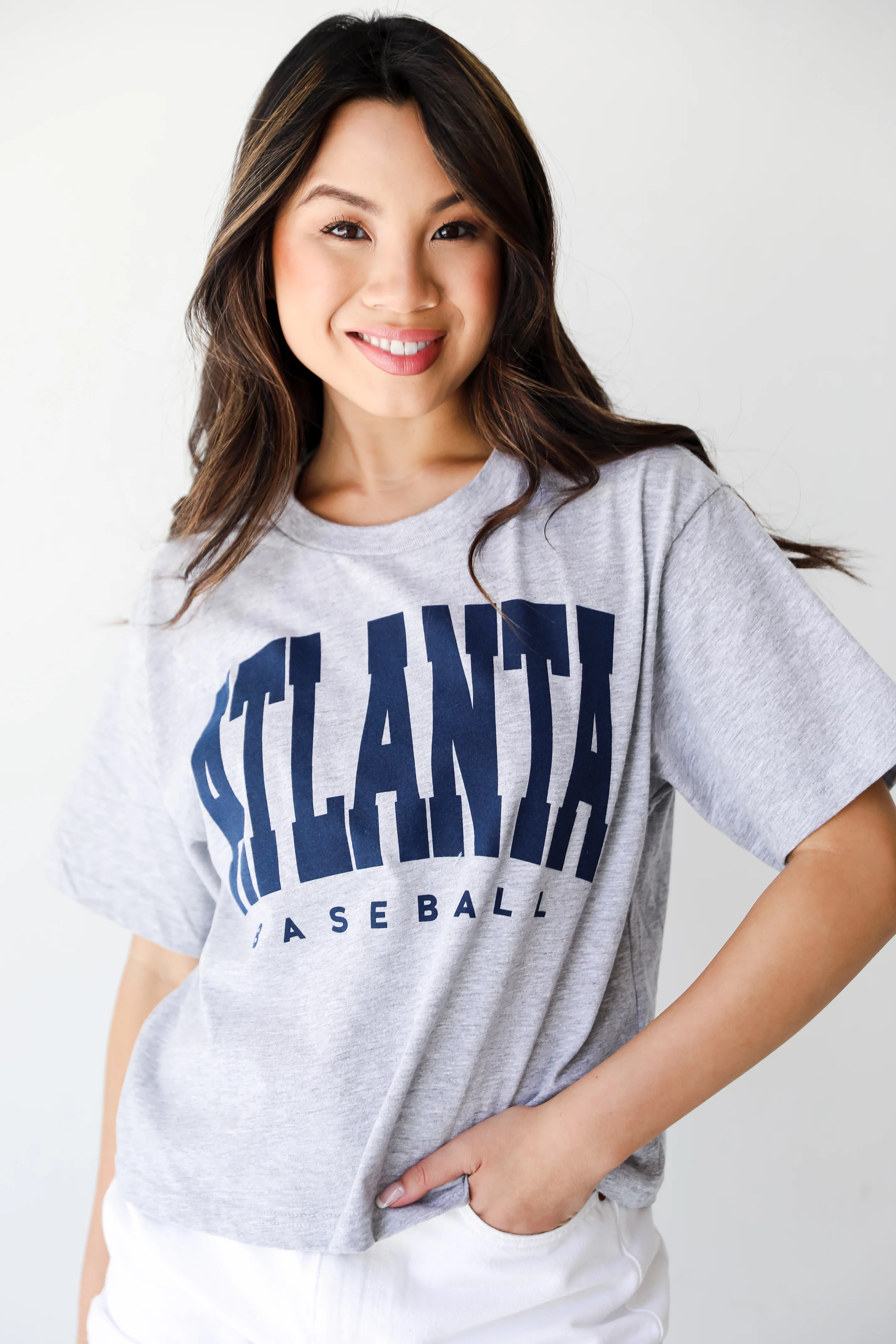 Heather Grey Atlanta Baseball Cropped Tee | Dress Up