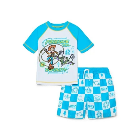 Character Toddler Boy Short-Sleeve Rash Guard and Swim Trunk Set, Sizes 12M-5T | Walmart (US)