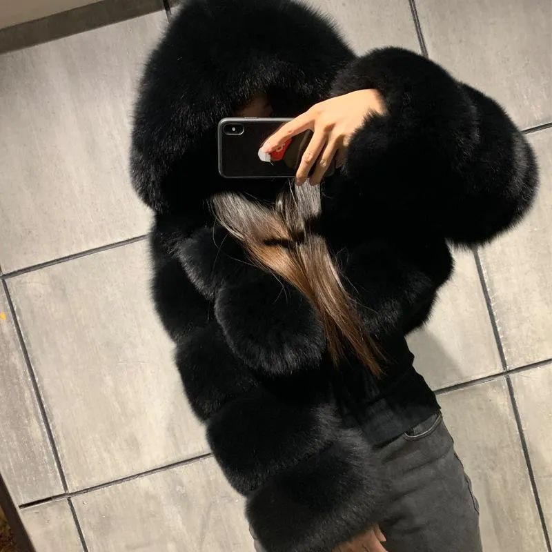 High Quality Furry Cropped Faux Fur Coats And Jackets Women Fluffy Top Coat With Hooded Winter Ja... | DHGate