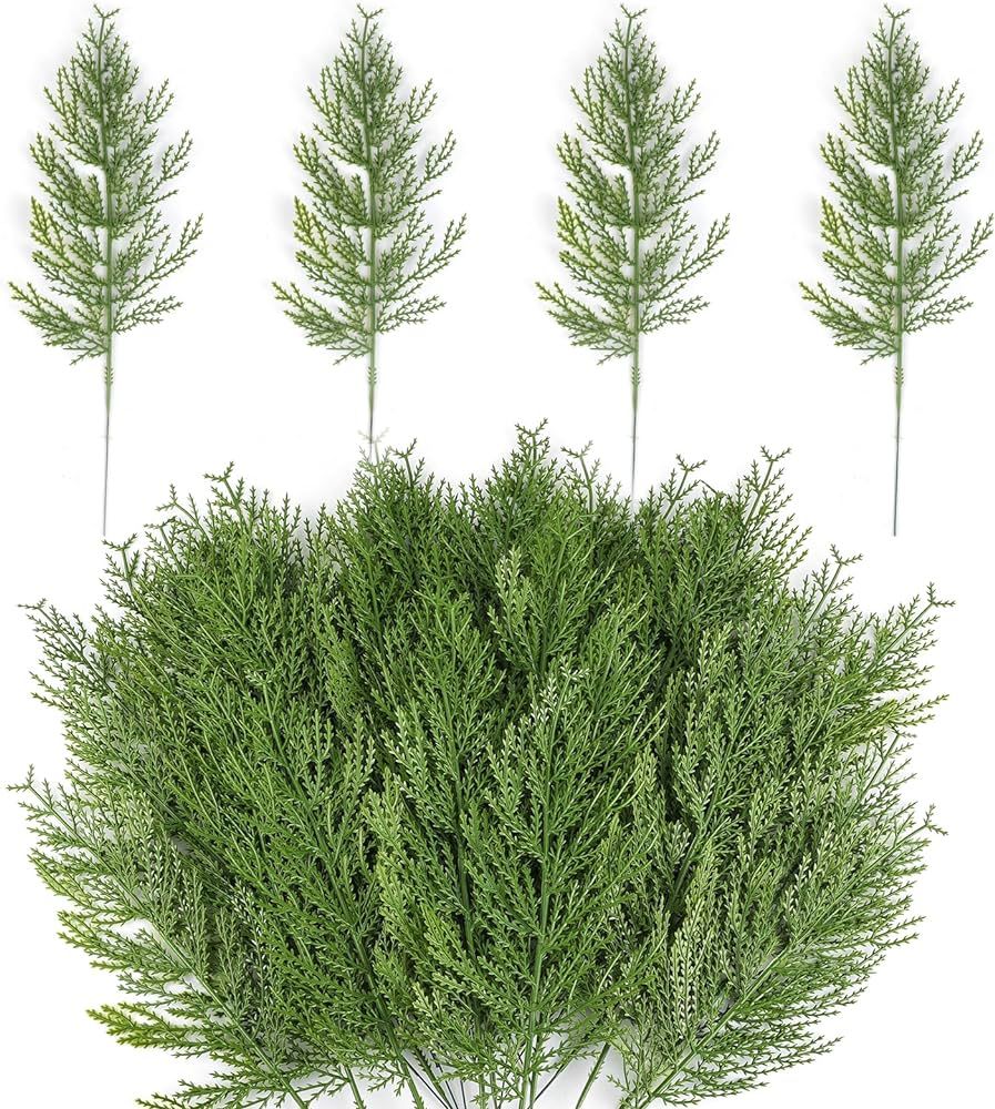 Hananona Artificial Pine Branches,40 Pcs Christmas Faux Cedar Stems, Artificial Faux Cedar Branch... | Amazon (US)