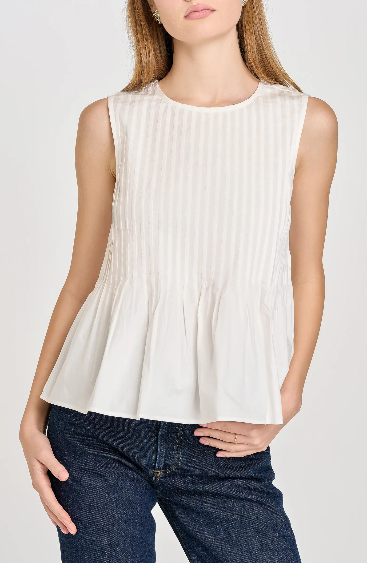WAYF Gwen Sleeveless Pleated Peplum Top | Nordstrom | Nordstrom