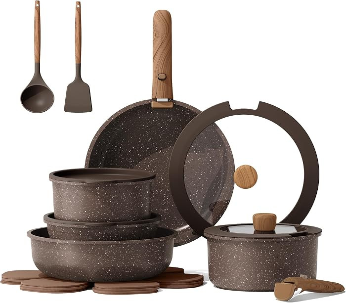 CAROTE 17PCS Pots and Pans Set Non Stick with Detachable Handle, Nonstick Cookware Sets, Cooking ... | Amazon (US)