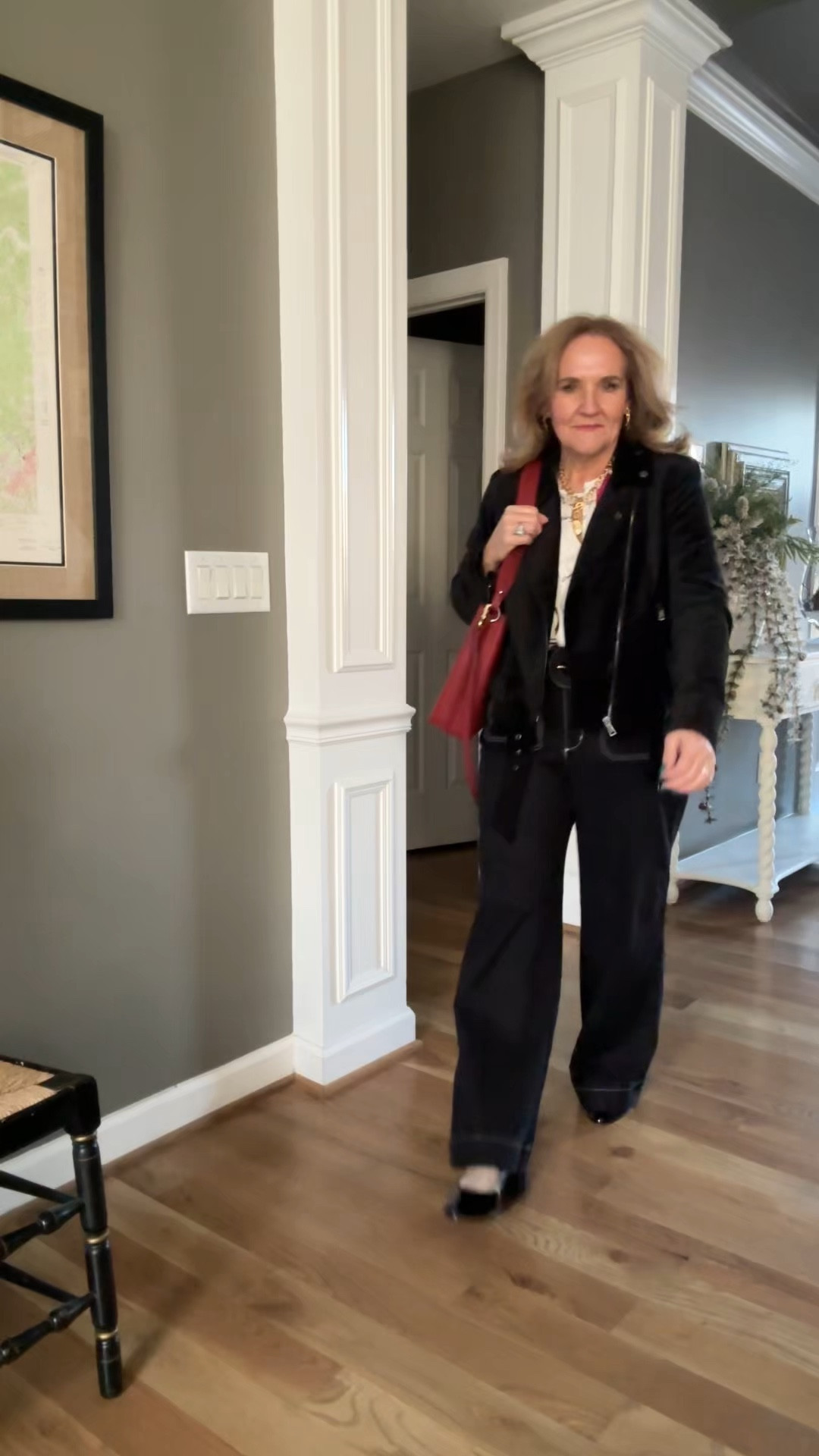 Loft cotton velvet moto jacket is a winner!!! 

Wearing size medium petite. 
The black Palmer pants I’m wearing an 8/29 and they’re roomie. 

Blouse size small. Dress size 8. Belt size medium/large. Shoes tts. 

20% off my favorite bra code NANETTE20 

Loft black and white polka dress black pants black jacket business casual office outfit Sunday dress professional dress 

#LTKOver40 #LTKFindsUnder100 #LTKWorkwear