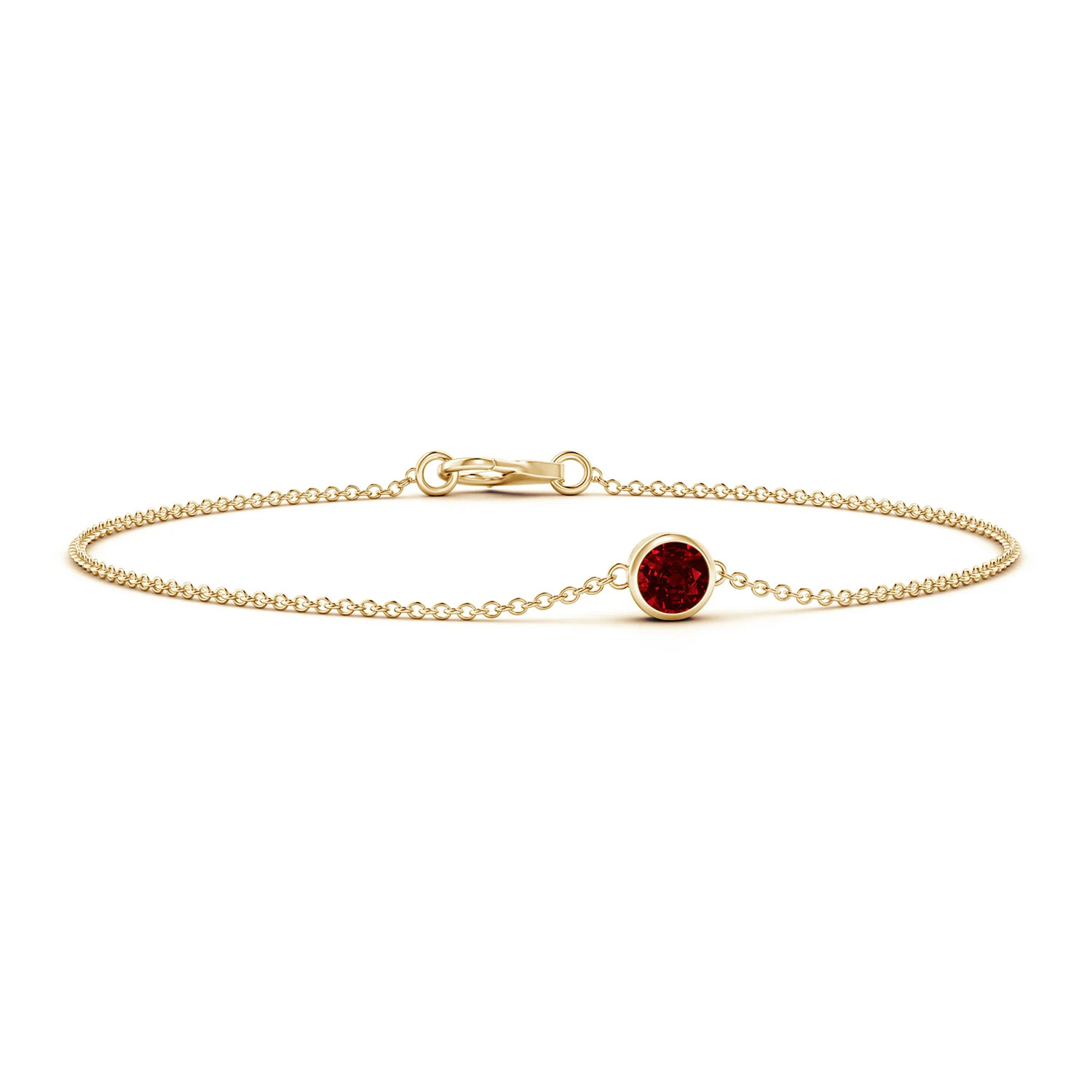 Bezel-Set Round Ruby Chain Bracelet | Angara Inc.