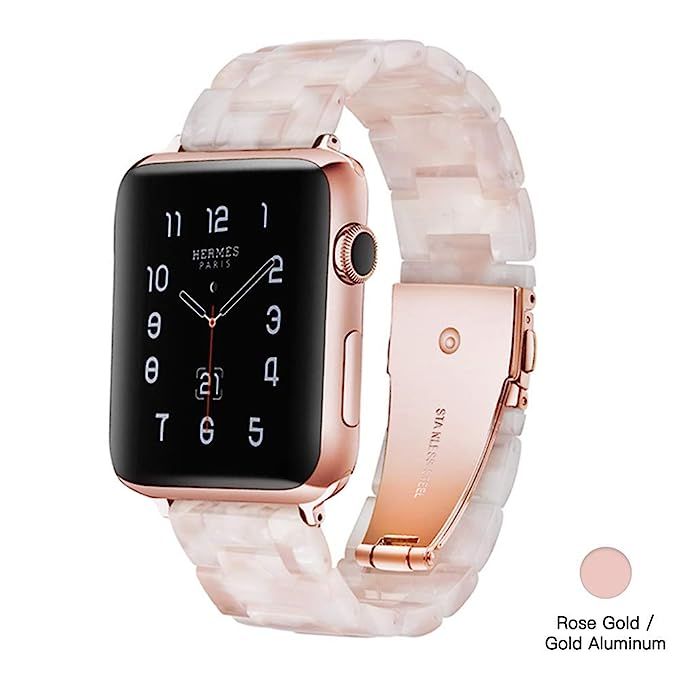 Light Apple Watch Band - Fashion Resin iWatch Band Bracelet Compatible with Copper Stainless Stee... | Amazon (US)