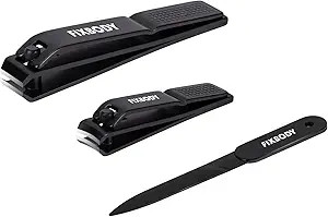 FIXBODY Nail Clipper Set – Black Stainless Steel Fingernails & Toenails Clippers & Nail File Sh... | Amazon (US)
