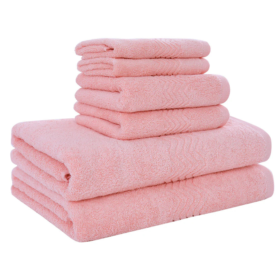 Unique Bargains Super Soft and Absorbent Luxury Cotton 6pcs Bath Towel Set (2 Bath Towels + 2 Hand Towels + 2 Washcloth) for Home Hotel Use Pink | Lowe's
