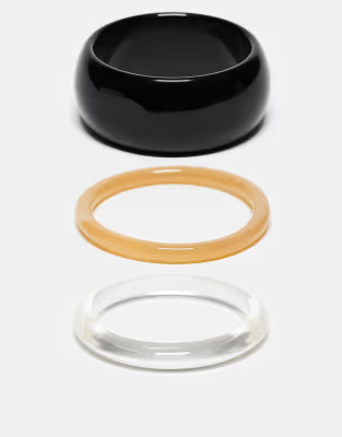 Reclaimed Vintage - Lot de 3 bracelets joncs - Noir, marron et transparent | ASOS | ASOS (Global)
