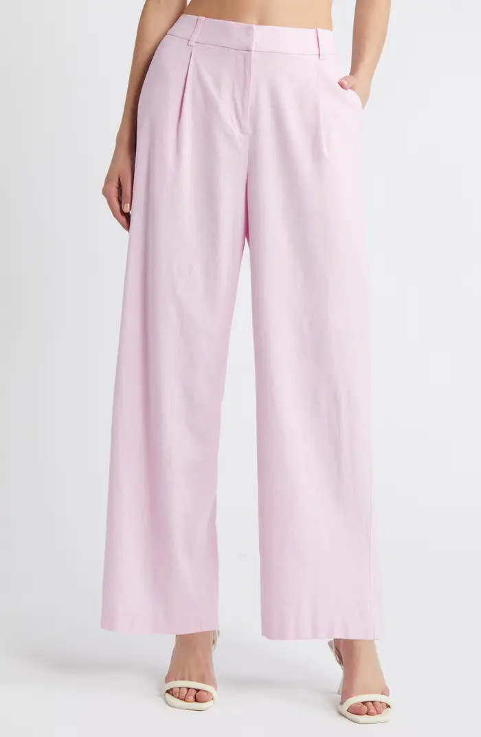 Wide Leg Linen Blend Pants | Nordstrom