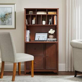 Bradstone Walnut Brown Wood Secretary Desk | The Home Depot