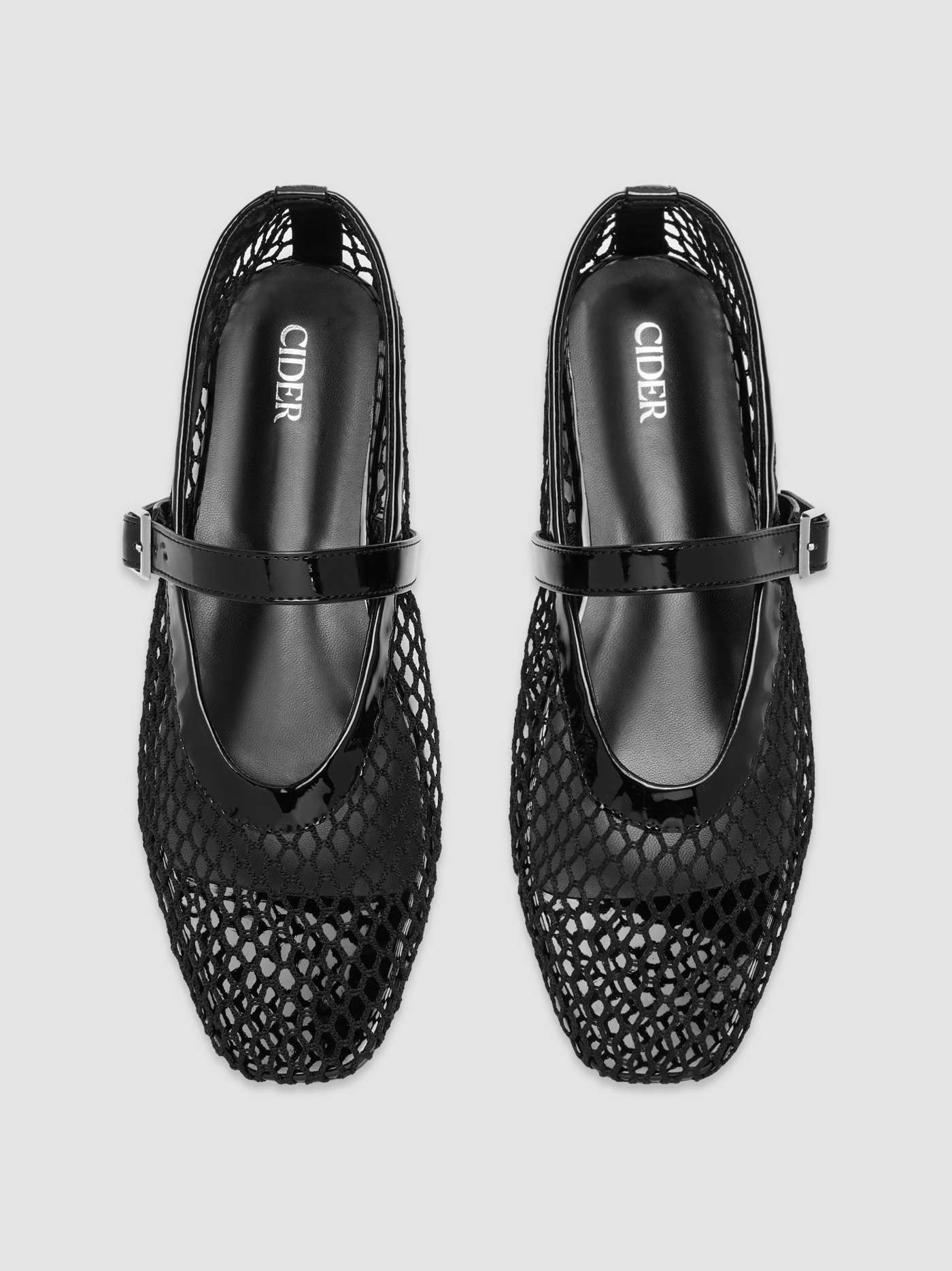 LEATHER MESH MARY JANE FLATS For Daily Casual Picnic Outdoor Vacation | Cider