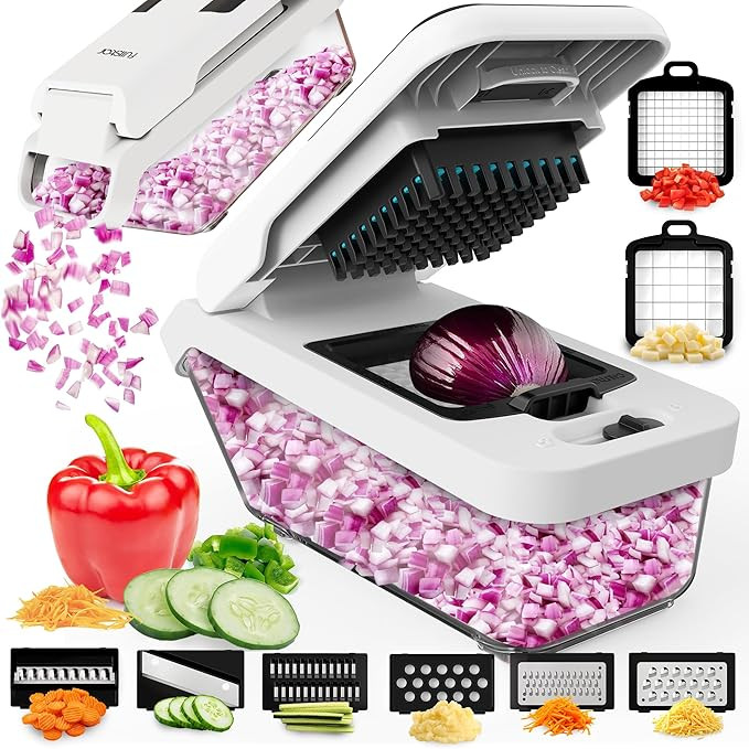 Fullstar Vegetable Chopper, Veggie Chopper with Container and Lid, Food Chopper Salad Chopper Veg... | Amazon (US)