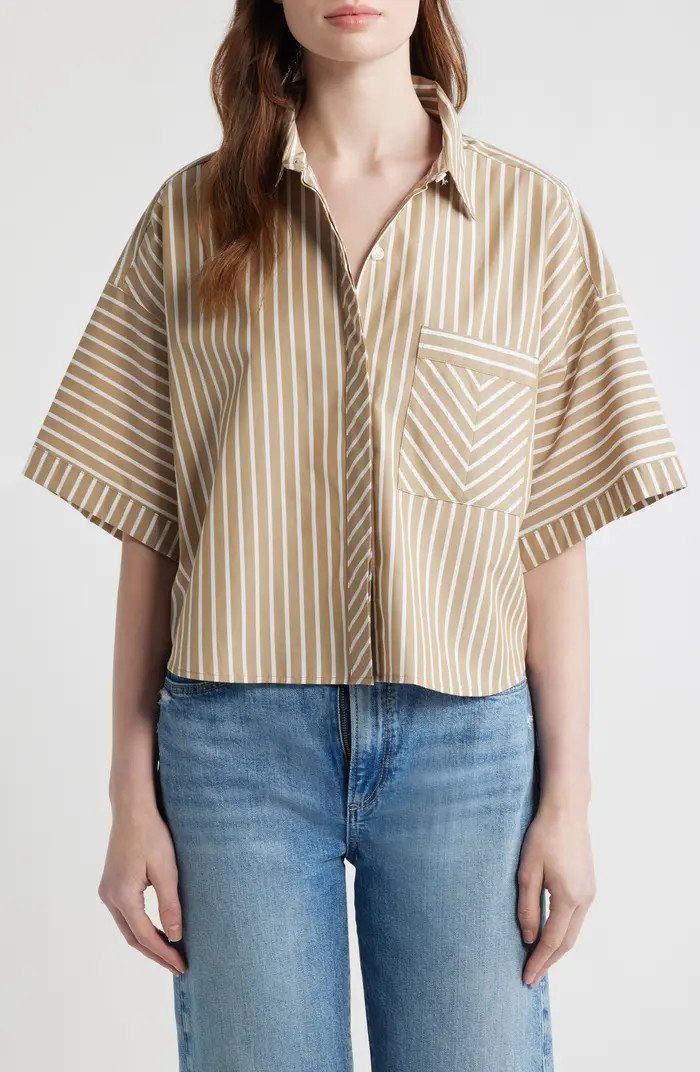 rag & bone Marin Stripe Crop Button-Up Shirt | Nordstrom | Nordstrom