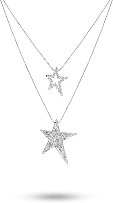 Sacina Gothic Grunge Y2k Aesthetic Layered Rhinestone Star Necklace, Y2k Emo Grunge Necklace, Chr... | Amazon (US)