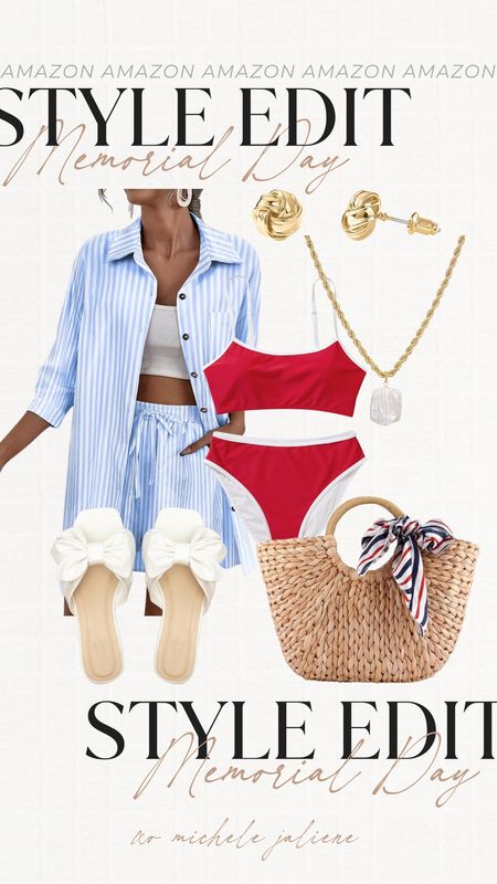 Memorial Day styled outfit! This outfit would be perfect for memorials day coming up! I love the little scarf detailing on the bag!

Memorial Day, styled outfits, Memorial Day outfits, red white and blue outfits, Amazon matching sets, amazon swim, amazon accessories 

#LTKSeasonal #LTKfindsunder50 #LTKfindsunder100
