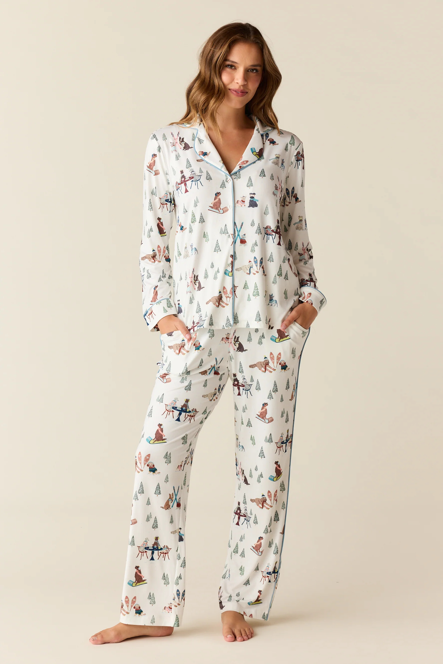 Winter Cloud Jersey PJ Set in Winter Break Pups | MASONgrey