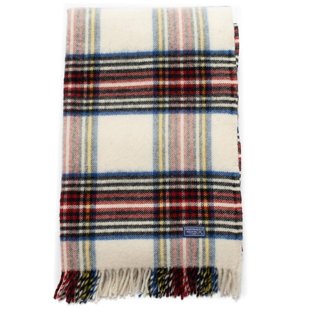 50""x72"" Holiday Plaid Throw Blanket Natural - Faribault Woolen Mill | Target