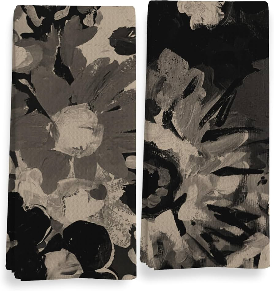 Boho Oil Painting Kitchen Towels, Vintage Flower Black Beige Kitchen Towels Decorative Set, Mid C... | Amazon (US)
