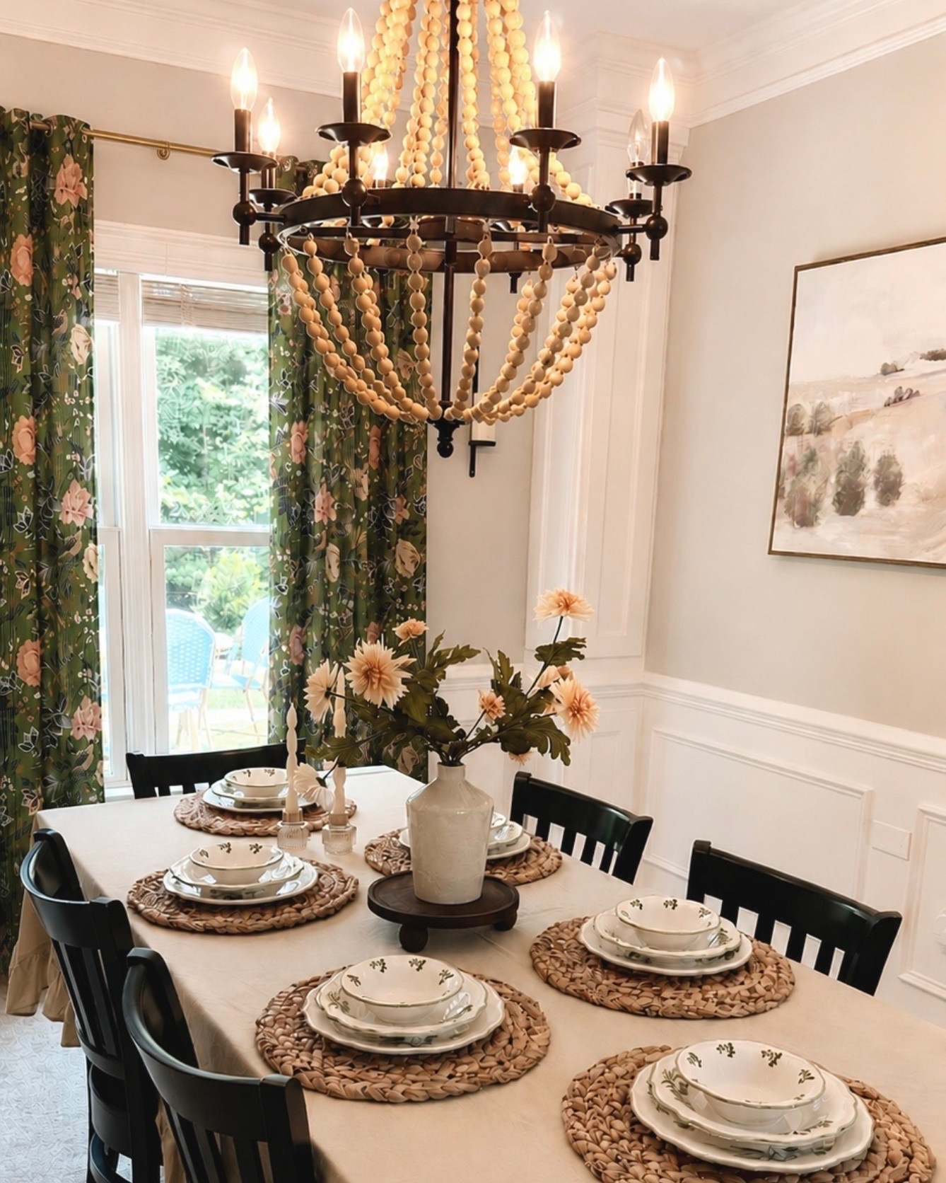 I think I’ve found the pieces that finally make our dining room feel finished ✨

The green curtains completely changed the room and the prettiest part is how well they coordinate with the botanical dishes, ruffled tablecloth and little wooden riser already on the table. It feels layered, collected and a little unexpected without losing the calm, neutral look that flows with the rest of the home.

Everything I used to create the look is linked below ↓

#LTKSaleAlert #LTKHome