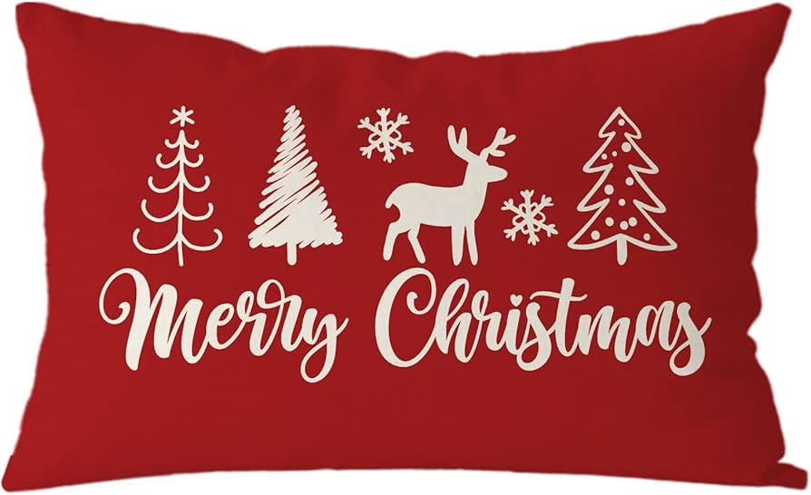 GAGEC Christmas Pillow Covers 12x20 Inch Merry Christmas Throw Pillows Red Deer Pillowcase Winter... | Amazon (US)