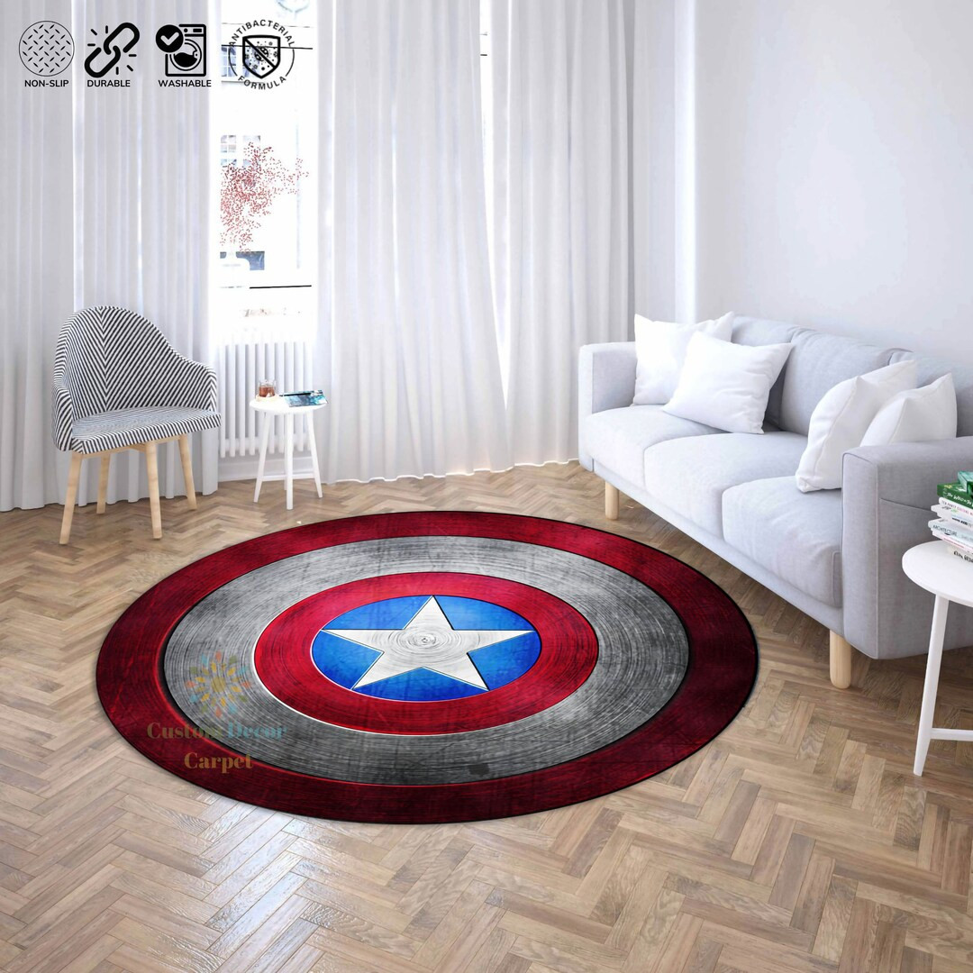 Captain America Shild Round Rug Captain America Round Rug - Etsy | Etsy (US)