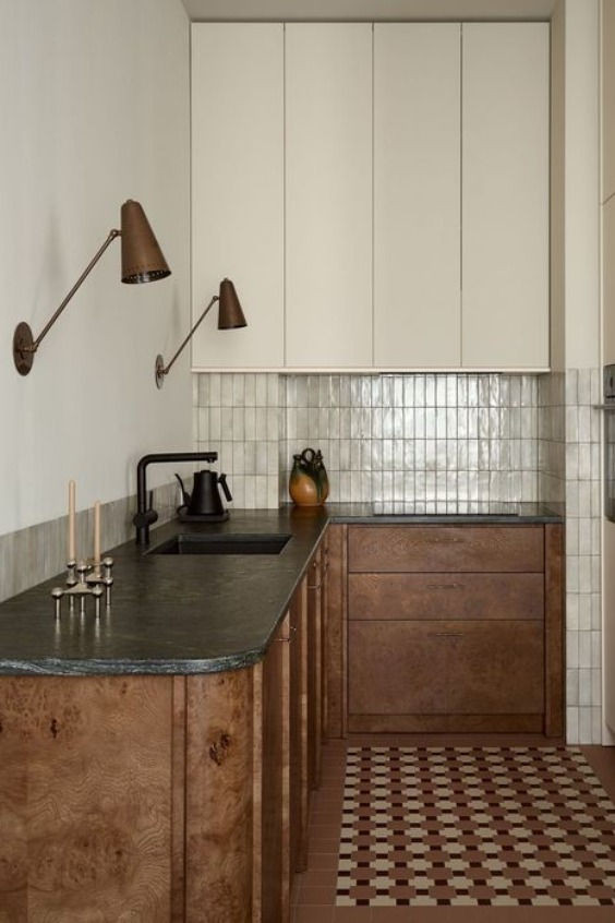 Cozy Small Kitchen with Vintage sconces