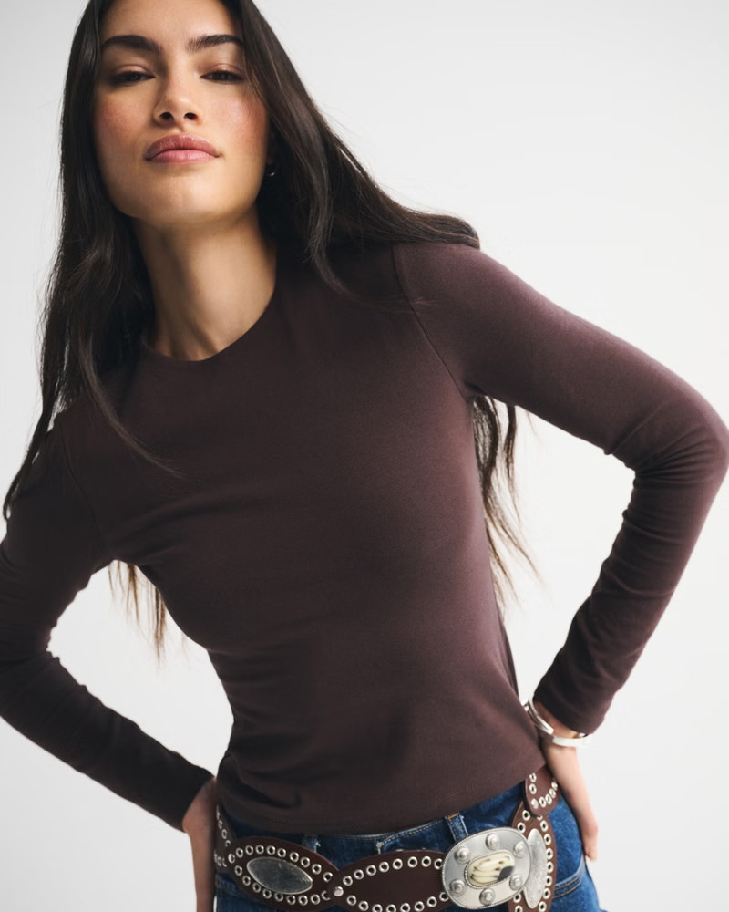 Double-Lined Long-Sleeve Baby Tee | Abercrombie & Fitch (US)