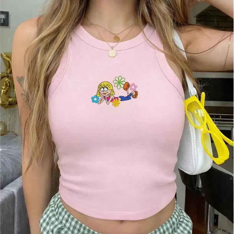 Cute Lizzie Mcguire Embroidered Tank Top, Lizzie Mcguire Baby Tee, Disney Trip Outfit, Y2K Cartoo... | Etsy (Global)