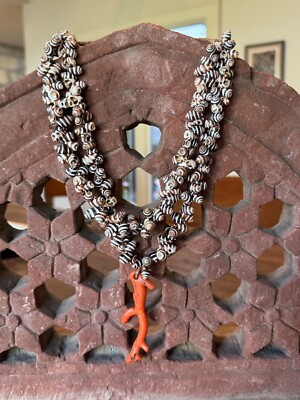 AMAZING MOROCCAN BERBER SHELL NECKLACE WITH DRAMATIC RARE CORAL PENDANT | eBay US