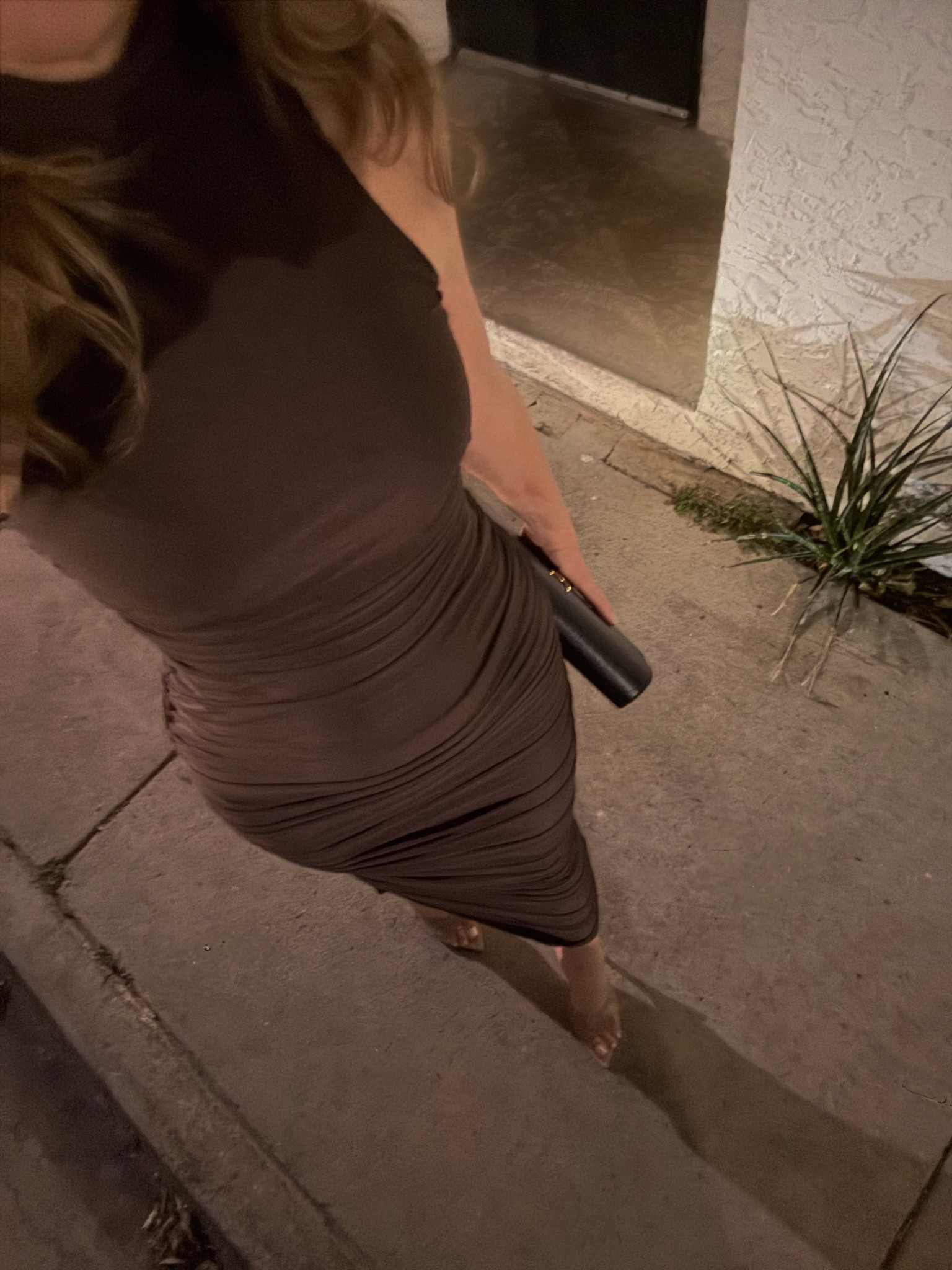 From dinner last week… this brown midi style dress is great for a holiday party, NYE or as a wedding guest dress. It’s by AFRM and made from a stretchy mesh w ruching detail all the way down front and back. I’m wearing it w the Bella mule from Black Suede Studio in blush and a black leather clutch.

#LTKHoliday #LTKWedding #LTKootd