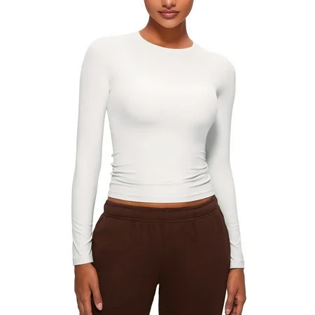 CRZ YOGA Softembrace Long Sleeve Shirts for Women Soft Basic Tight Tops Fitted Casual Going Out T-shirts | Walmart (US)