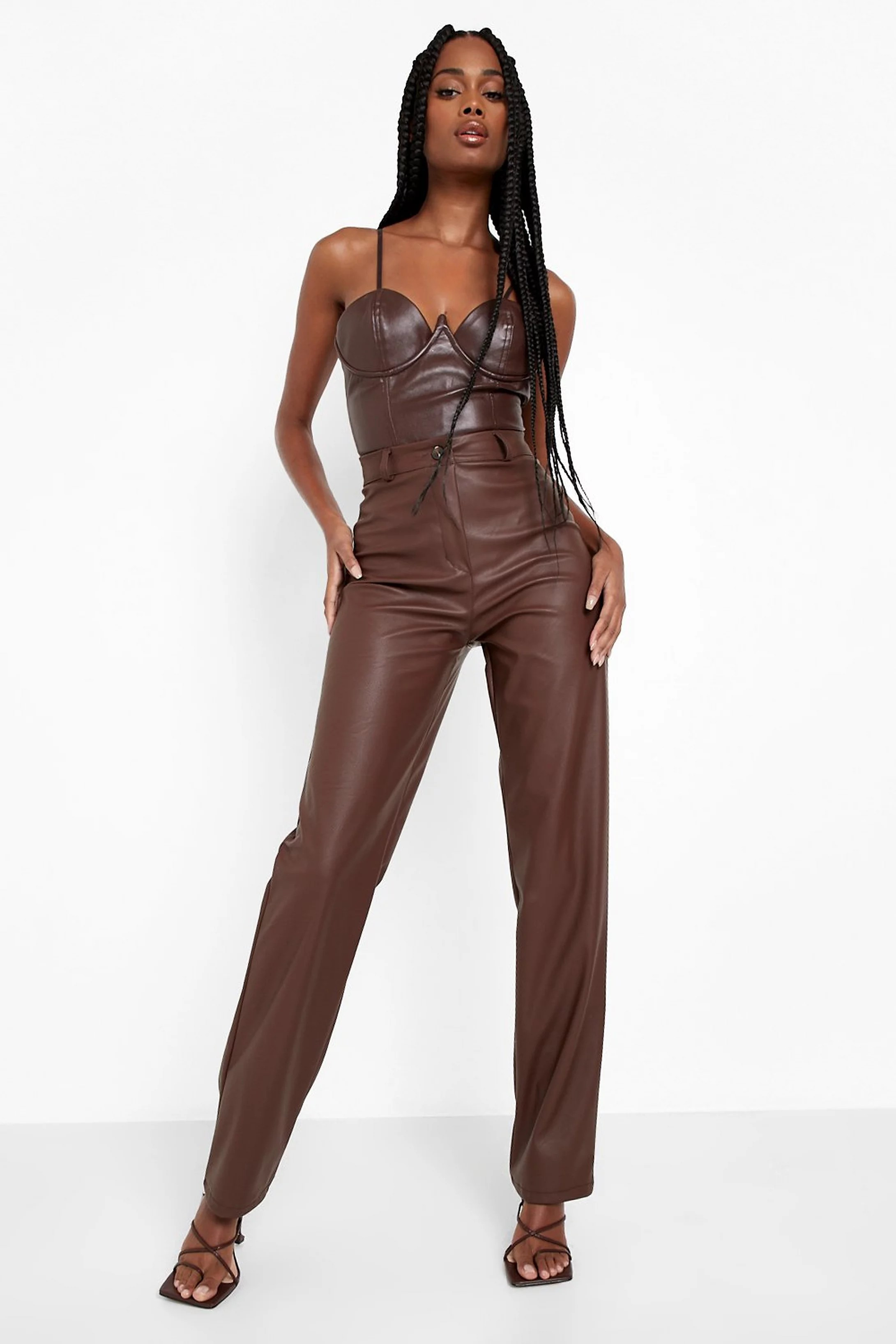 Wide Leg Faux Leather Pants | Boohoo.com (US & CA)
