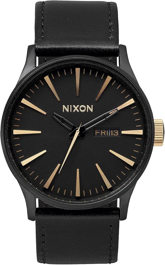 Nixon Men's A105 Sentry 42mm Stainless Steel Leather Quartz Movement Watch | Amazon (US)