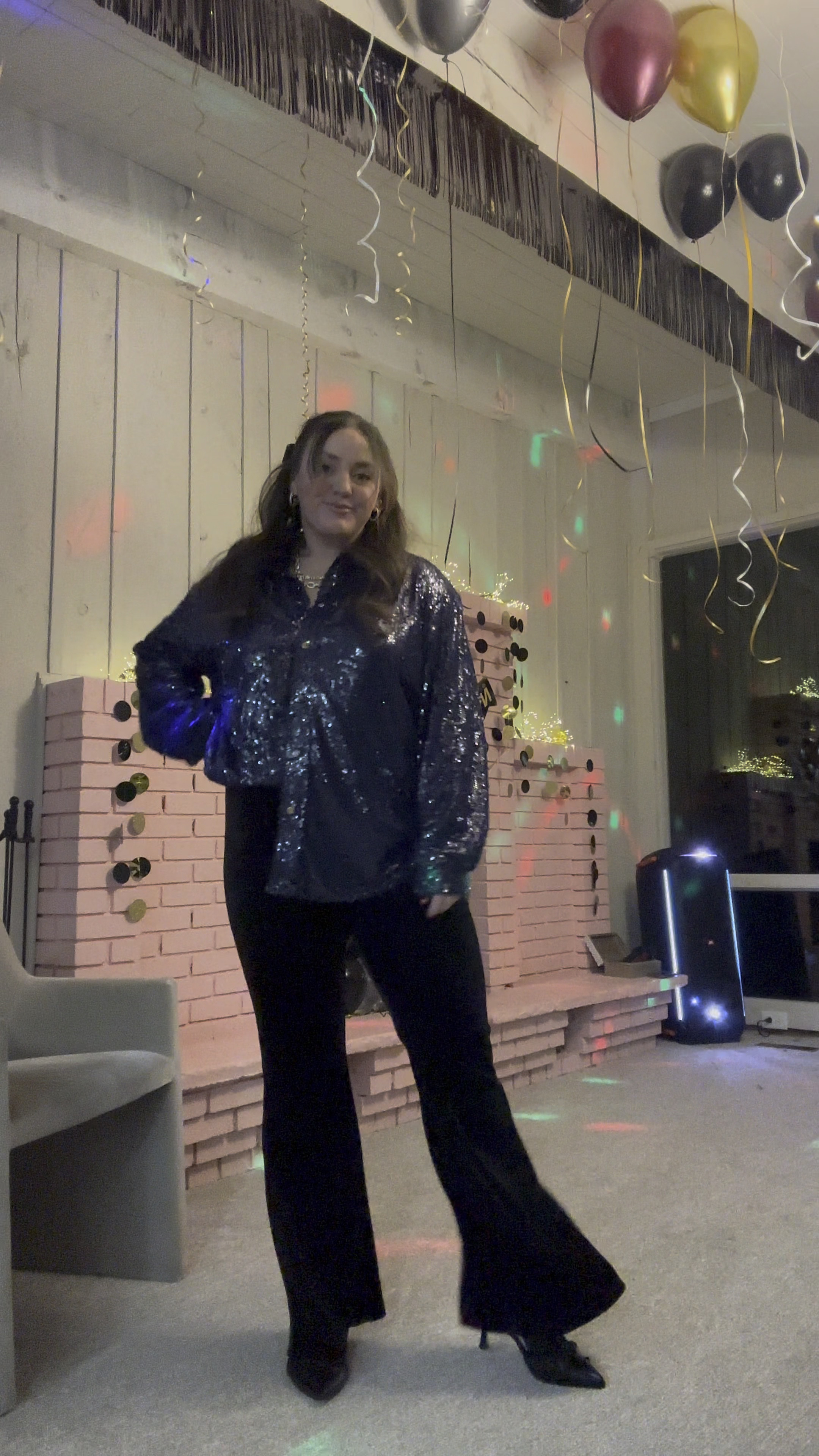 NYE outfit option 1: 
lmk which one you like more ✨ 
wearing size XL in top and pants and size 8 in shoes 
(Use code: skhammer30 at vici) 

#LTKMidsize #LTKParties #LTKSaleAlert