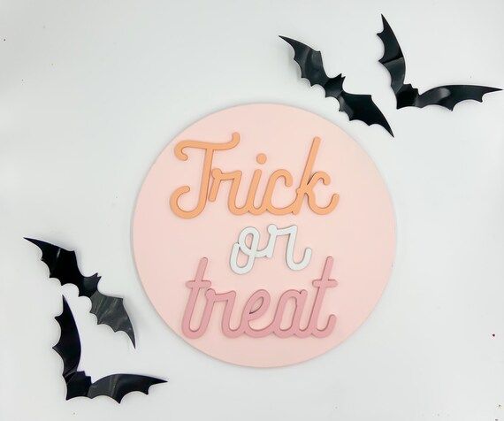 Trick or Treat  Halloween Decor  Hey Boo  Pink Halloween  - Etsy | Etsy (US)